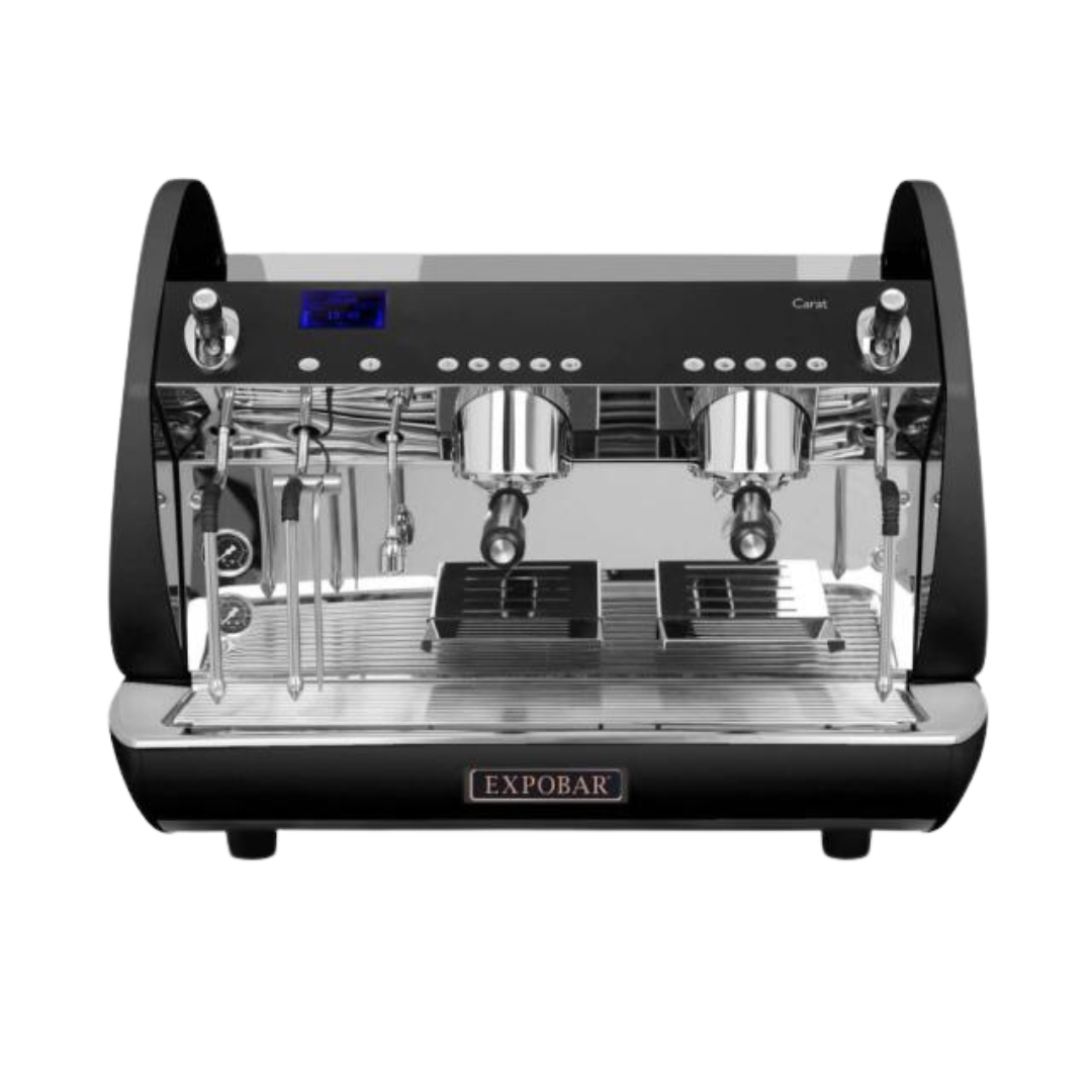 De Expobar Carat is een stijlvolle en moderne high-end professionele koffiemachine van Expobar. Voorzien van PID en de hoogste kwaliteit componenten zoals turbo-steam en no-burn stoompijpjes. De Expobar Carat wordt standaard geleverd als hoog model in zwart of wit. Met de turbo-steam maak je volledig automatisch cappuccino. De temperatuur wordt digitaal beheerd en de turbo-steam slaat automatisch af bij de ingestelde temperatuur.